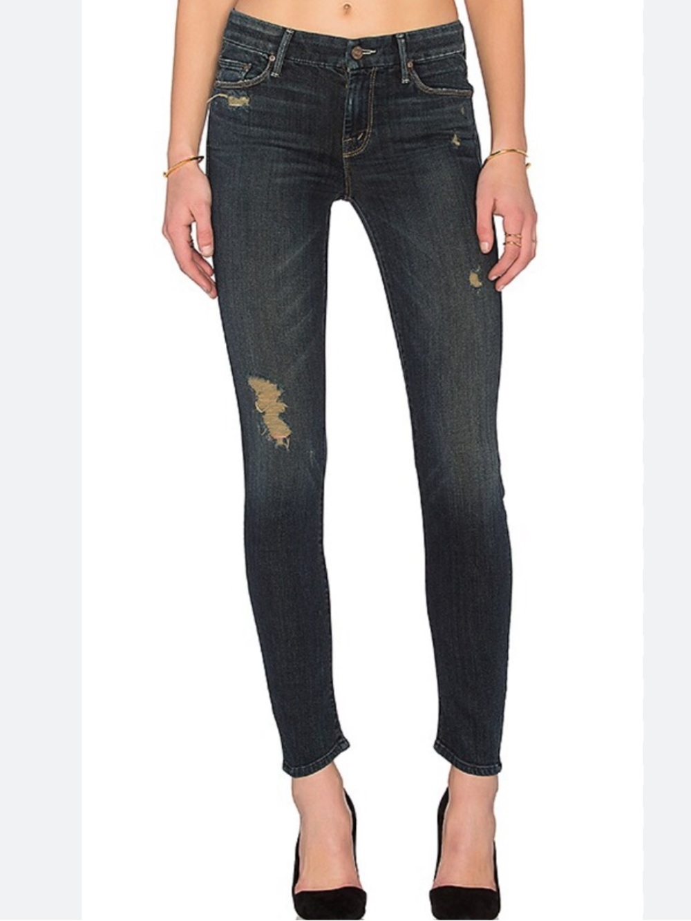 Mother The Looker Ankle Fray Skinny Jean Jaded & Torn Wash Size 26